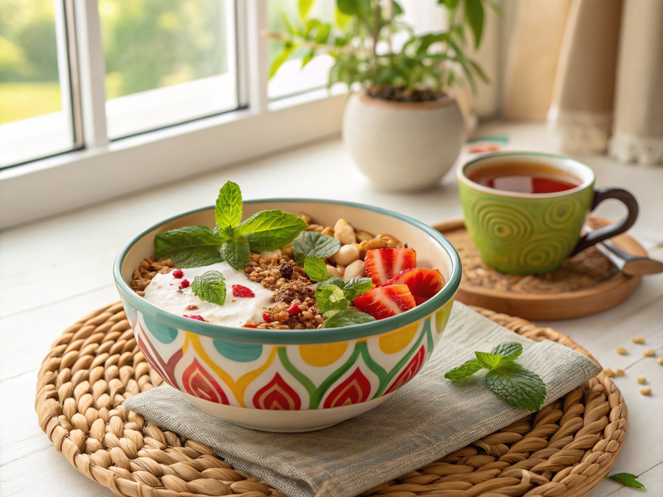 Morgenmadsskål med urter